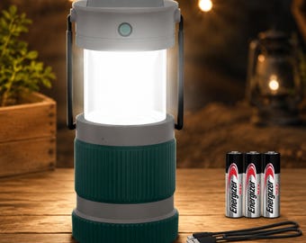 Hybrid Solar Camping Lantern: Rechargeable LED, USB AA Battery Powered, Waterproof Outdoor Camp Light