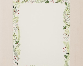 Holly Berry Christmas Letterhead | Festive Stationery, 80 Count