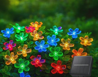 LED Flower Solar String Lights | Waterproof Fairy Lights