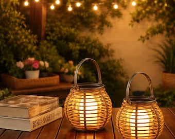 Lantaarns op zonne-energie waterdicht set van 2, hangende led-lantaarns op zonne-energie met touw, tafellantaarn voor terras veranda tuindecor