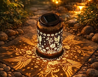 Kolibrie zonne-lantaarn buiten waterdicht, hangende tuinlantaarn op zonne-energie, warm led-terras pad decor