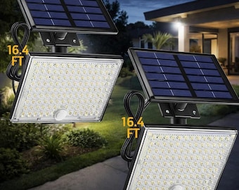 Beveiligingslamp met bewegingssensor op zonne-energie | 113 leds, 7000 K, 4,5 m kabel