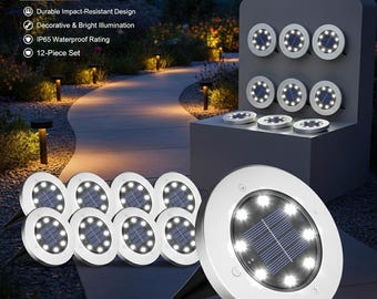 Waterdichte zonne-tuinverlichting | Koudwitte led, 12-delige set