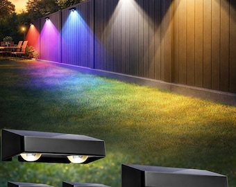 Zonne-omheiningsverlichting buiten, led-terrasverlichting van kleur veranderend, waterdichte omheiningswandverlichting voor terrastuin (8 stuks)