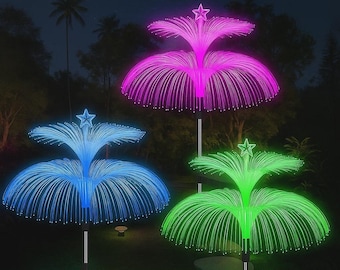 Color Changing Solar Garden Lights | Jellyfish Starburst Lawn Decor (3-Pack)