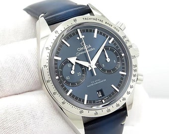 Omega Speedmaster '57 Blue Dial 40.5mm Steel Case Blue Leather Strap 33212415103001