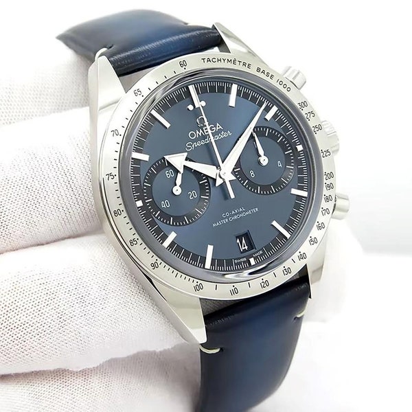 Omega Speedmaster '57 Blue Dial 40.5mm Steel Case Blue Leather Strap 33212415103001