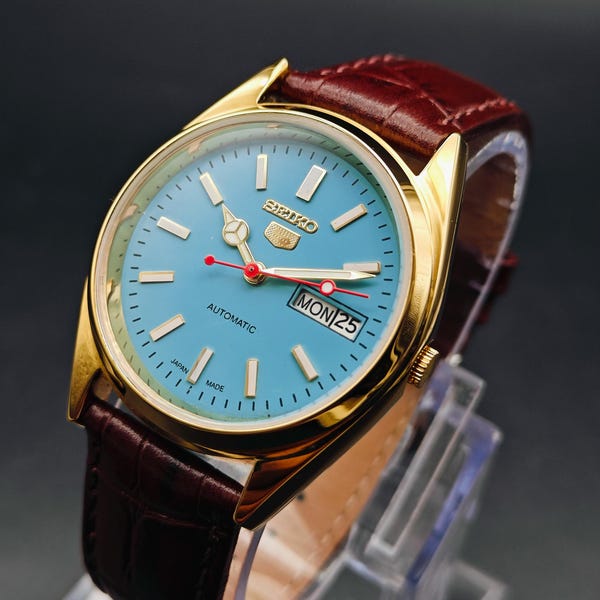 Vintage Seiko 5 Men's Men's Wrist Watch Gold plated Gift For Him Japanese
