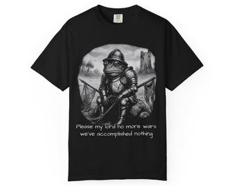 T-shirt chevalier grenouille : t-shirt grenouille armure médiévale, chemise vintage en coton délavé