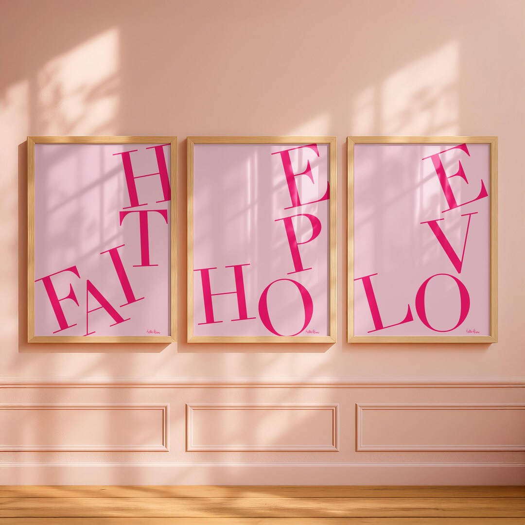 Faith Hope Love | Pink Letters | Simple | Digital Prints | Downloadable ...