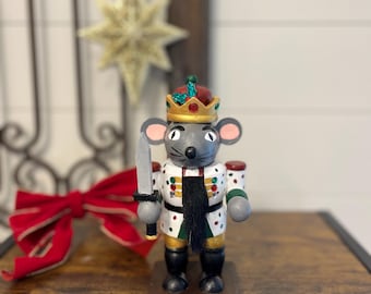 Handpainted Wooden One-Of-A-Kind Christmas Rat King Nutcracker