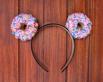 Pink Sprinkle DONUT MOUSE EARS | Fake Food Dessert Costume Accessory | Doughnut Ears Headband