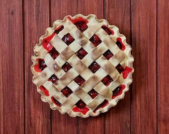 Fake Cherry Pie | Faux food home staging movie photo and theater prop | Realistic full-size retro diner foam dessert