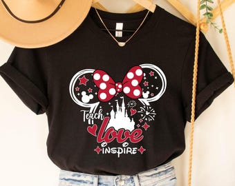 Teach Love Inspire Disney Teacher Shirt, Teacher Minnie Sweatshirt, Inspirational Teacher Shirts, Back To School Sweatshirt