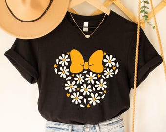 Floral Minnie Mouse Shirt, Daisy Head Tee Disney Spring Flower Sweatshirt, Boho Disneybound Summer Vacation Park Apparel