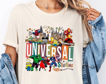 Universal Studios Retro Epic Universe Shirt, Universal Characters Family Sweatshirt, Theme Park Vacation Shirt