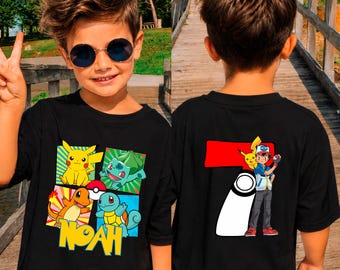 Custom Name & Age Pokemon Birthday T-Shirt, Personalized Pikachu Birthday Shirt, Custom Age Pokemon Sweatshirt