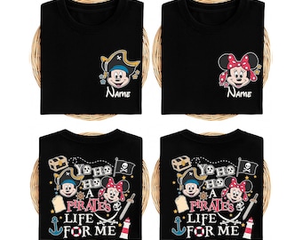 Custom Name Disney Pirate Family Cruise Shirt, Yo Ho A Pirate’s Life for Me Disney Cruise Sweatshirt, Mickey & Minnie Couple Vacation Tee
