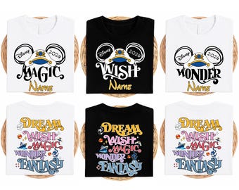 Custom Name Disney Cruise 2026 Family Matching Shirts, Personalized Disney Cruise Sweatshirt, Magic Wish Dream Wonder Fantasy Custom Cruise