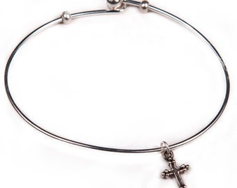 Cross Bangle Bracelet-First Communion-Confirmation-Religious-Graduation-Christian-Catholic-Cross-cross jewelry-religious jewelry-christian