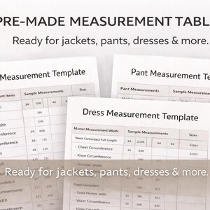 Garment Measurement Tables Excel | Professional Measurement Templates ...