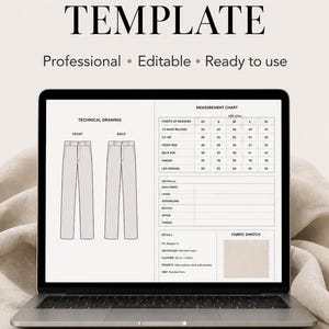 Trousers Tech Pack Template | Ready-to-Use Pants Tech Pack | Editable Fashion Tech Pack | Clothing Brand Template | Excel Tech Pack