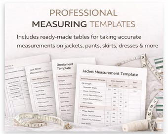 Tabelle Misure Moda Excel | Schede Misurazione Professionali per Abbigliamento | Strumento per Designer e Brand