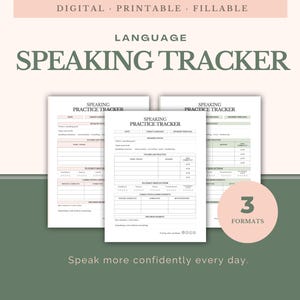 Övningsuppföljning för språkkunskaper | Flytande arbetsblad (utskrivbar PDF A4/US Letter/iPad)