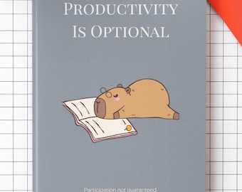 Productivity Is Optional Hardcover Journal | Gentle Anti-Hustle Notebook | Calm Burnout Humor Journal