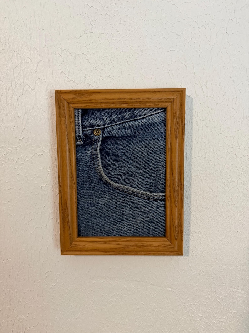 Framed Denim Pocket | Unique Faux Floral Vase, Sunglasses Holder image 7