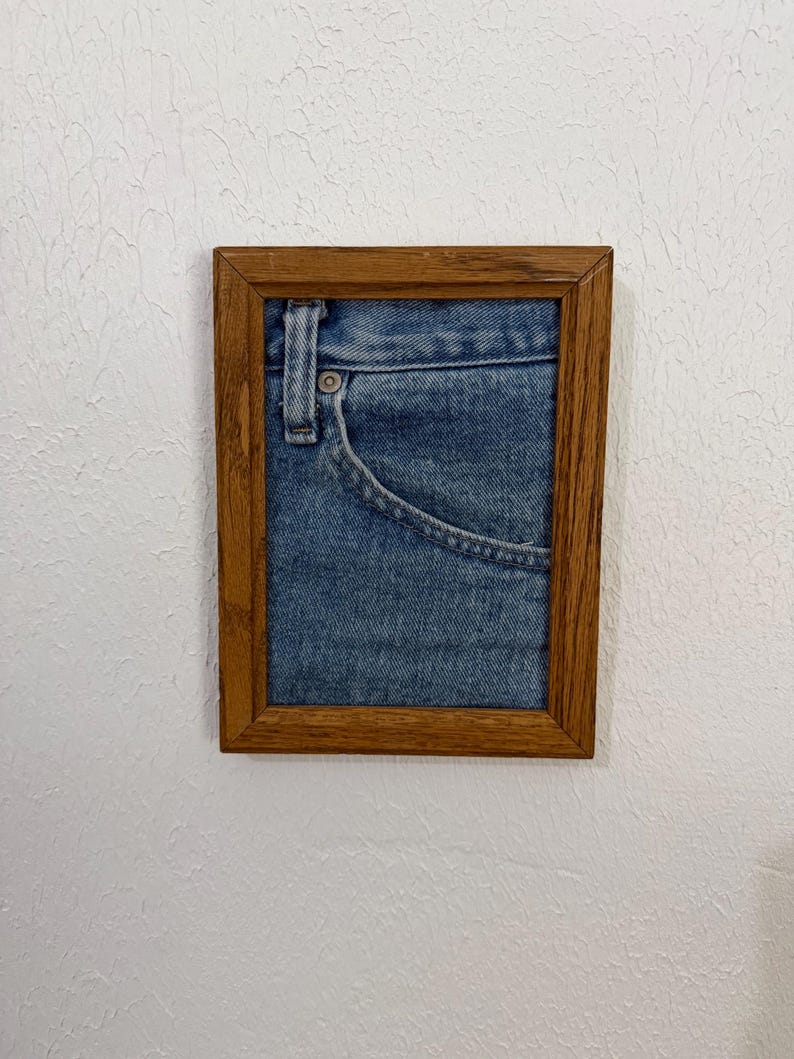 Framed Denim Pocket | Unique Faux Floral Vase, Sunglasses Holder image 5
