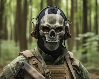 Ghost Skull Mask, Tactical Skeleton Face, Military Cosplay Prop, Halloween Costume