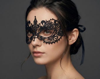 Lace Masquerade Mask for Halloween, Elegant Eye Mask in Black, White, Gold, or Silver