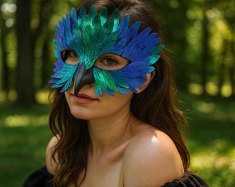 Eulen Feder Schnabel Maske - Handgefertigtes Maskerade Vogel Kostüm-Accessoire