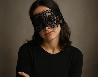 Black Lace Full Face Masquerade Mask – Handmade See-Through Burlesque & Party Costume Accessory