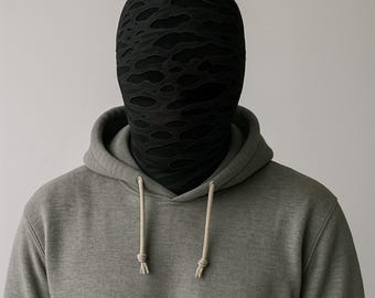 Masque facial texturé noir - Accessoire de cosplay et de déguisement en tissu respirant