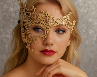 Gold Lace Masquerade Mask – Women’s Mask for Balls, Parties & Mardi Gras