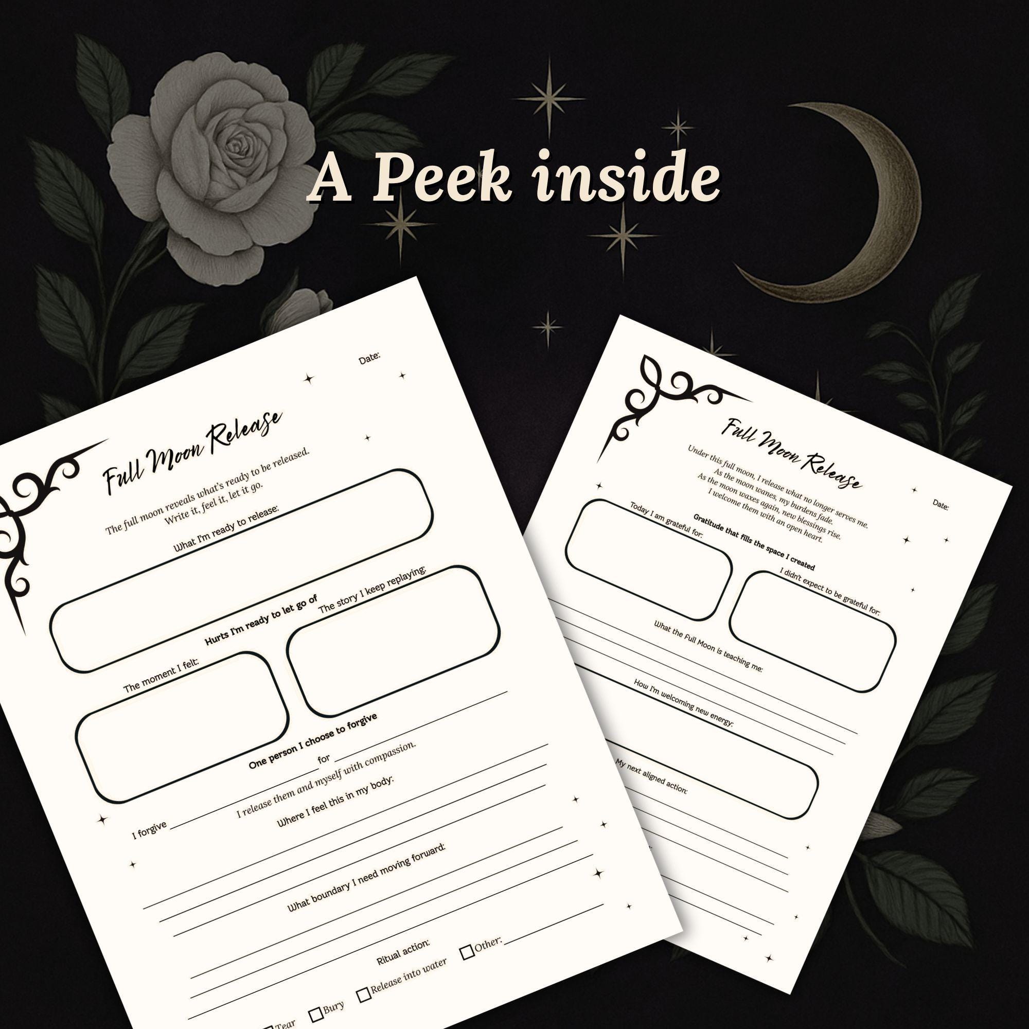 Full Moon Release Examples Full Moon Release Ritual | Gratitude Journaling Worksheet (PDF) - Etsy