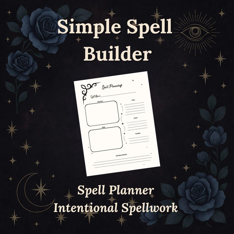 Spell Text Thing Simple Spell Builder Printable | Witchcraft Ritual Planner | Intention ...