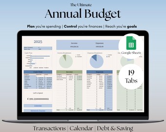 Annual Budget Template Google Sheets | Finance Planner (Digital Download)