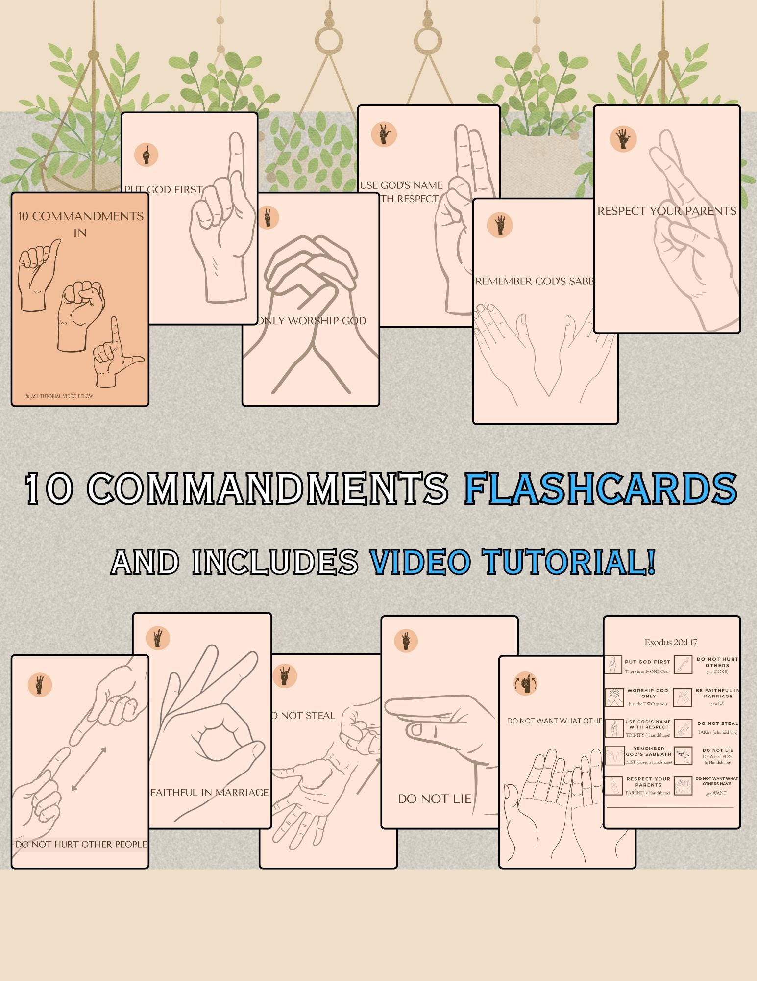 Commandment Signlab ASL 10 Commandments Flashcards: Anthropologie, Learn Sign Language ...