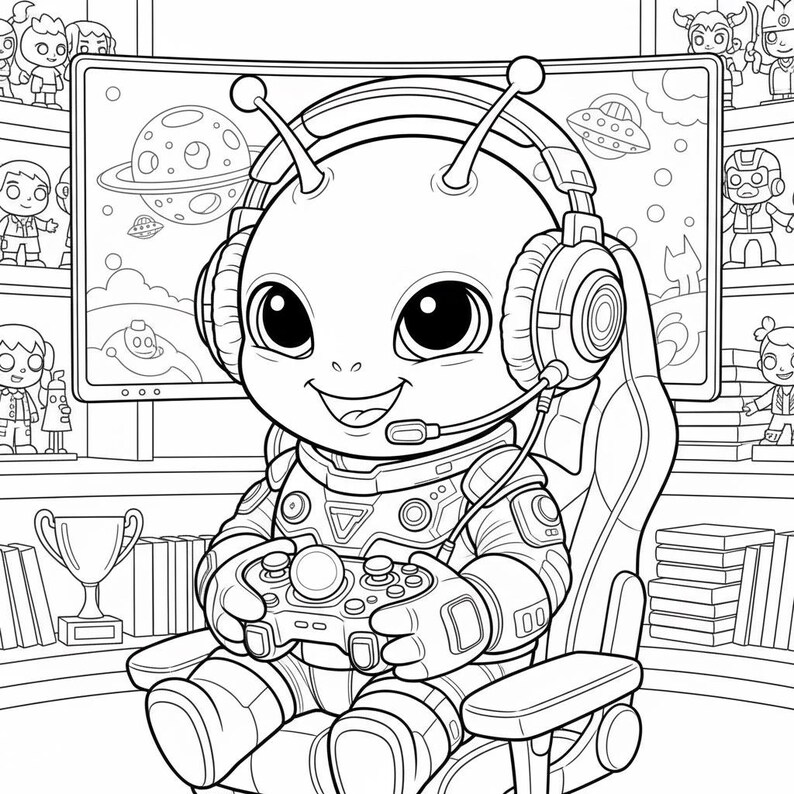Gaming Coloring Pages, Gamer Activity, Party Favor (digital Download ...