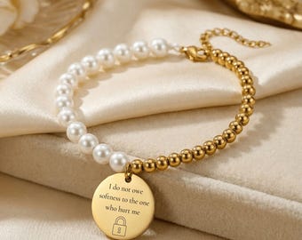 I Do Not Owe Softness To The One Who Hurt Me Bracelet | Mother of Pearl Bracelet | Narcissistic Abuse Recovery Gift | Healing Jewelry