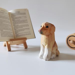 Tiny Wooden Dog, Miniature Golden Retriever, Faceted Wood Carving, Stocking Stuffer, Dog Mom Gift, Yellow Lab, Pet Memorial Gift