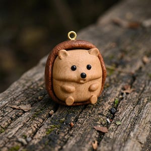 Hand-Carved Wood Hedgehog, Small Worry Stone, Zen Desk Pet, Stocking Stuffer, Gift for Her, Minimalist Figurine, Woodland Animal image 10