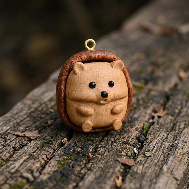 Hand-Carved Wood Hedgehog, Small Worry Stone, Zen Desk Pet, Stocking Stuffer, Gift for Her, Minimalist Figurine, Woodland Animal image 10