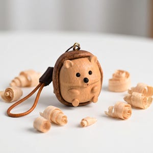 Hand-Carved Wood Hedgehog, Small Worry Stone, Zen Desk Pet, Stocking Stuffer, Gift for Her, Minimalist Figurine, Woodland Animal image 9