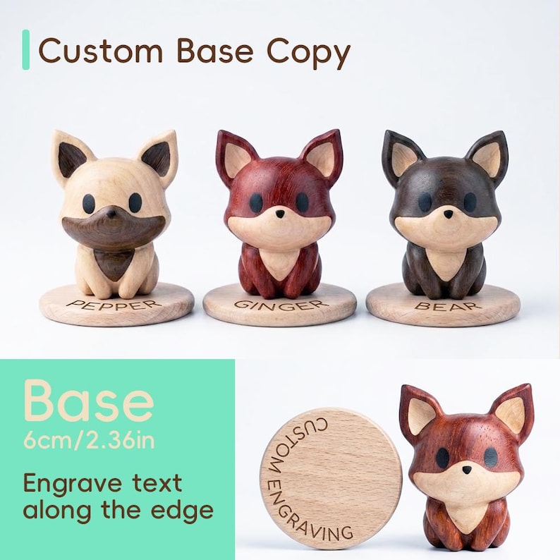Fuchs Liebhaber Geschenk, Naturholz Fuchs Figur, keine Farbe Holz Kunst, Muttertagsgeschenk, Wald Schreibtisch Dekor Bild 5