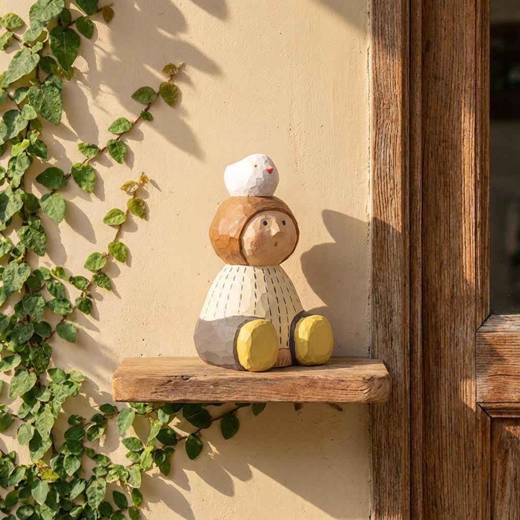 木製の鳥の彫刻 - Etsy 日本