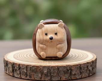 Hand-Carved Wood Hedgehog, Small Worry Stone, Zen Desk Pet, Stocking Stuffer, Gift for Her, Minimalist Figurine, Woodland Animal